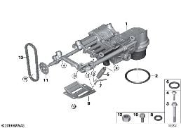 Dopływ oleju/pompa olejowa z napędem diagram for BMW 7 Series E65 745i