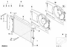 Radiator/frame diagram for BMW MINI R50 Cooper