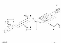 CATALYTIC CONVERTER/FRONT SILENCER diagram for BMW 5 Series E39 523i
