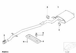 système d'échappement arrière diagram for BMW 5 Series E39 525td