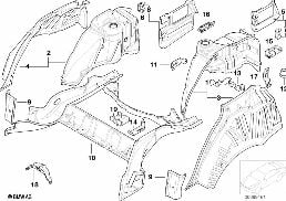 Passage de roue ar/elements de plancher diagram for BMW 5 Series E39 525td