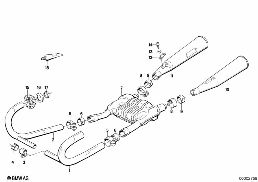 Système d'échappement diagram for BMW R 65, R 65 RT, R 80, R 80 RT (85-95) 65