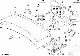 Pieces de couvercle de coffre ar diagram for BMW 5 Series E39 525td