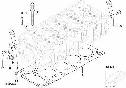 CYLINDER HEAD ATTACHED PARTS diagram for BMW 7 Series E65 740d