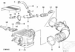 Luchtdebietmeter diagram for BMW 3 Series E30 325ix