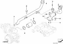 COOLING SYSTEM PIPE diagram for BMW 7 Series E65 740d