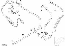 Przewody wężowe spryskiwaczy szyb diagram for BMW 7 Series E65 745i