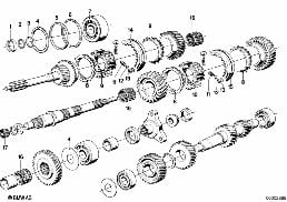 GETRAG 262 GEAR WHEEL SET,SINGLE PARTS diagram for BMW 5 Series E12 525
