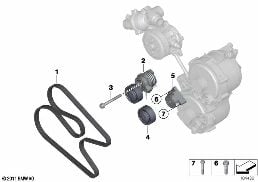 Trasmis.a cinghie/pompa d.acqua/generat. diagram for BMW Rolls-Royce Phantom RR1 Phantom