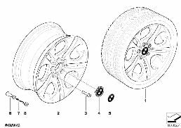 BMW LA WHEEL, ELLIPSOID STYLING 107 diagram for BMW Z4 E85 2.5si