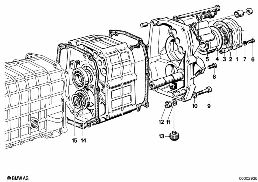 แผ่นปิดชุดเกียร์+ชุดจับยึด Getrag 235 diagram for BMW 5 Series E12 520