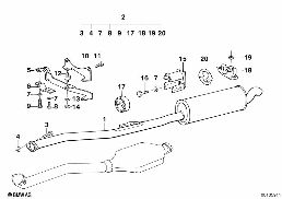 Tłumik tylny diagram for BMW 5 Series E34 525td