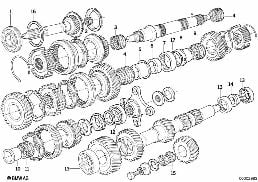 GETRAG 245/2/4 GEAR WH.SET PARTS/BEARING diagram for BMW 3 Series E21 315