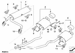 배기시스템, 뒤 diagram for BMW X5 E53 4.6is