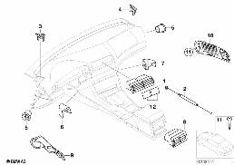 Bouches d'aeration/caches diagram for BMW 5 Series E39 525td