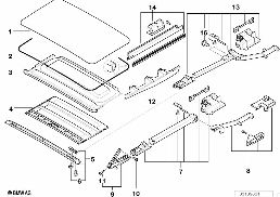 Toit ouvr.a lever-couvercle/cadre pavill diagram for BMW 5 Series E39 525td