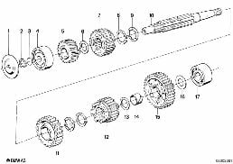 Arbre de sortie diagram for BMW R50/5-R90S 69-76 R50/5