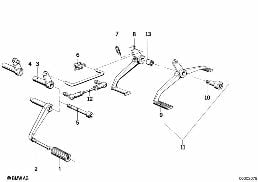Pcs de commande de vts exterieur./levier diagram for BMW R50/5-R90S 69-76 R50/5