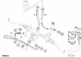 Hydr. układ kier./przewody oleju diagram for BMW MINI R50 Cooper