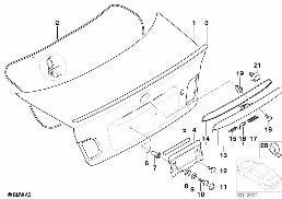 Pieces de couvercle de coffre ar diagram for BMW 3 Series E46 M3