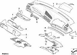 TRIM PANEL DASHBOARD diagram for BMW 7 Series E38 735iL