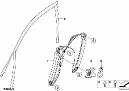 Mechanizm szyby drzwi przednich diagram for BMW 7 Series E65 745i