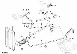 液壓助力轉嚮機構油管 diagram for BMW 5 Series E39 M5