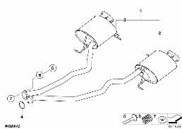 SPORTS REAR SILENCER diagram for BMW X5 E53 3.0i