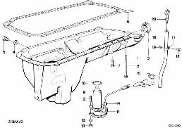 OIL PAN/OIL LEVEL INDICATOR diagram for BMW 5 Series E34 M5 3.8