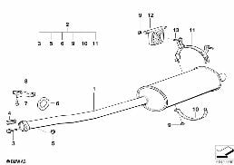 Silencieux arrière diagram for BMW 3 Series E36 316i