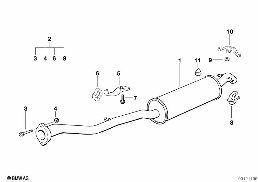 Tłumik tylny diagram for BMW 3 Series E36 318tds
