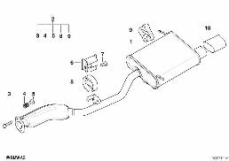 Výfukové potrubí zadní diagram for BMW Z3 E36 1.9