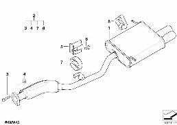 ระบบไอเสียด้านหลัง diagram for BMW Z3 E36 2.8
