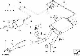EXHAUST SYSTEM, REAR diagram for BMW 3 Series E36 323ti