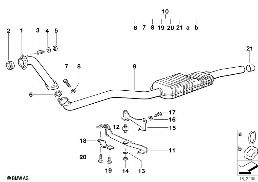 Främre ljuddaempare diagram for BMW 3 Series E36 325tds