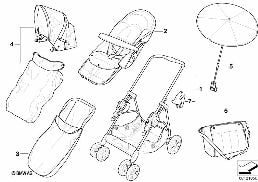 Poussette bmw chrome-marine+accessoires diagram for BMW 5 Series E39 525td