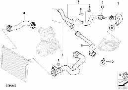 Kühlsystem-Wasserschlauchführung diagram for BMW X5 E53 3.0d
