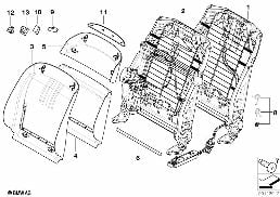 Fotel przedni-rama. oparcia/ściana tyl. diagram for BMW 7 Series E65 745i