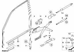 Механизм перемещения стекла двери Пд diagram for BMW 7 Series E38 750iLS