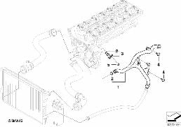 Kylsystem-vattenslang diagram for BMW 5 Series E60 530i