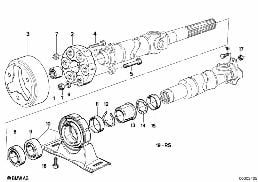 Arbol transm.,disco artic./soporte centr diagram for BMW 3 Series E30 323i