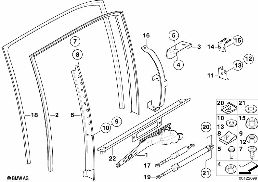 Механизм перемещения стекла двери Зд diagram for BMW 7 Series E38 750iLS