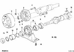 Transm.snod.,disco artic./supporto centr diagram for BMW 5 Series E34 518i
