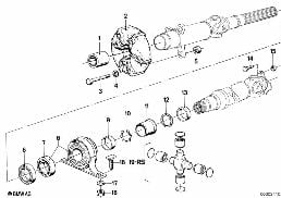 DRIVE SHAFT,UNIV.JOINT/CENTER MOUNTING diagram for BMW 7 Series E23 733i