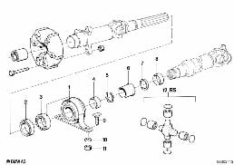 DRIVE SHAFT ATTACH.PARTS CENTER BEARING diagram for BMW 6 Series E24 M635CSi