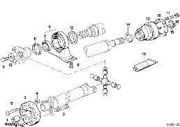 Albero trasm.-supp.cen.-giunto omicinet. diagram for BMW 5 Series E34 M5 3.8