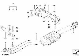 CATALYTIC CONVERTER/FRONT SILENCER diagram for BMW 5 Series E39 523i