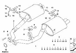 EXHAUST SYSTEM, REAR diagram for BMW Z3 E36 M