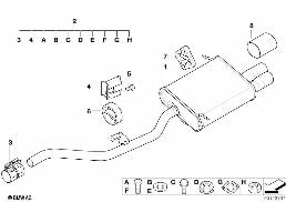 หม้อพักไอเสียชุดหลัง diagram for BMW Z3 E36 2.8