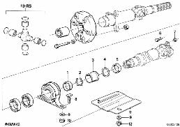 DRIVE SHAFT ATTACH.PARTS CENTER BEARING diagram for BMW 6 Series E24 633CSi